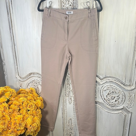 Moschino Cheap And Chic Cotton Blend Made in Italy Beige Straight Leg Pants - Picture 1 of 10